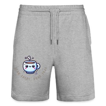 Bean There, Done That – Funny Coffee Shirt - Stanley/Stella Unisex Bio Joggingshorts Trainer  - Grau meliert - Vorne - Nik (191cm) & Marisol (170cm)