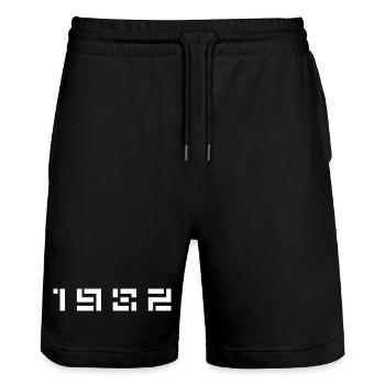 Année de naissance Anniversaire Né(e) en 1982 - Short de jogging bio TRAINER Stanley/Stella unisexe - noir - Devant - Nik (191cm) & Marisol (170cm)