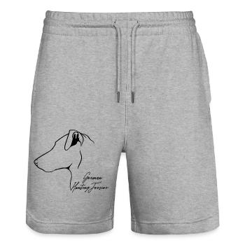 Profil de Terrier de Chasse Allemand Chiens Chien Wilsigns - Short de jogging bio TRAINER Stanley/Stella unisexe - gris chiné - Devant - Nik (191cm) & Marisol (170cm)