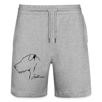 Deutscher Jagdterrier Profil Hunde Hund Wilsigns - Stanley/Stella Unisex Bio Joggingshorts Trainer  - Grau meliert - Vorne - Nik (191cm) & Marisol (170cm)
