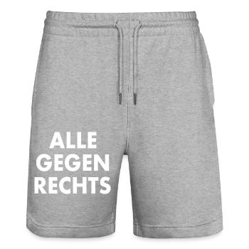 Alle gegen rechts - Stanley/Stella Unisex Bio Joggingshorts Trainer  - Grau meliert - Vorne - Nik (191cm) & Marisol (170cm)