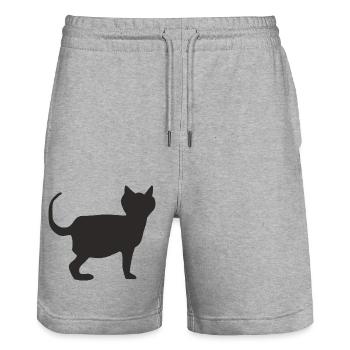 Cat Black - Stanley/Stella Trainer Unisex Organic Jogging Shorts - heather grey - Front - Nik (191cm) & Marisol (170cm)