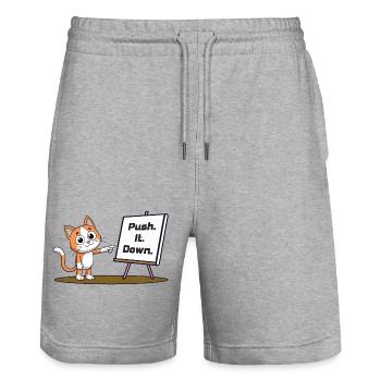 Push. It. Down. - Stanley/Stella Unisex Bio Joggingshorts Trainer  - Grau meliert - Vorne - Nik (191cm) & Marisol (170cm)