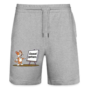Lass uns Gassi gehen - Stanley/Stella Unisex Bio Joggingshorts Trainer  - Grau meliert - Vorne - Nik (191cm) & Marisol (170cm)