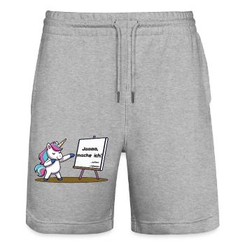 Mach ich schon noch - Stanley/Stella Unisex Bio Joggingshorts Trainer  - Grau meliert - Vorne - Nik (191cm) & Marisol (170cm)