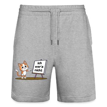 Ich war's nicht - Stanley/Stella Unisex Bio Joggingshorts Trainer  - Grau meliert - Vorne - Nik (191cm) & Marisol (170cm)