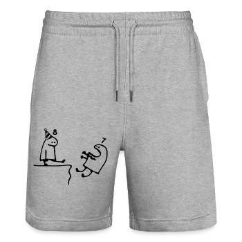 8 years: Farewell age 7 years, Happy 8th birthday - Stanley/Stella Trainer Unisex Organic Jogging Shorts - heather grey - Front - Nik (191cm) & Marisol (170cm)