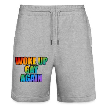 Wieder schwul aufgewacht - lustige LGBTQ-Pride - Stanley/Stella Unisex Bio Joggingshorts Trainer  - Grau meliert - Vorne - Nik (191cm) & Marisol (170cm)