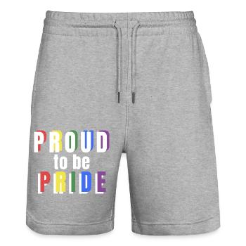 PRIDE PROUD to be Pride white - Stanley/Stella Unisex Bio Joggingshorts Trainer  - Grau meliert - Vorne - Nik (191cm) & Marisol (170cm)