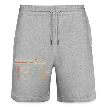 Limited Edition Vintage 1974 Geburtstag Geschenk - Stanley/Stella Unisex Bio Joggingshorts Trainer  - Grau meliert - Vorne - Nik (191cm) & Marisol (170cm)