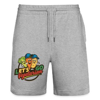 Healthy, vegan, vegetarian, animal welfare - Stanley/Stella Trainer Unisex Organic Jogging Shorts - heather grey - Front - Nik (191cm) & Marisol (170cm)