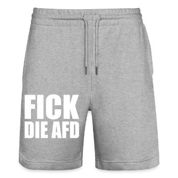 Fick die afd - Stanley/Stella Unisex Bio Joggingshorts Trainer  - Grau meliert - Vorne - Nik (191cm) & Marisol (170cm)