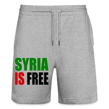 syrien - syria is free - Stanley/Stella Unisex Bio Joggingshorts Trainer  - Grau meliert - Vorne - Nik (191cm) & Marisol (170cm)