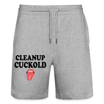 cuckold - Stanley/Stella Unisex Bio Joggingshorts Trainer  - Grau meliert - Vorne - Nik (191cm) & Marisol (170cm)
