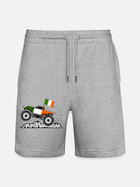Monstertruck Irland Flagge - Stanley/Stella Unisex Bio Joggingshorts Trainer - Grau meliert