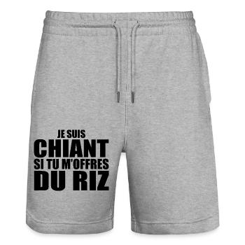 Man Who Adores: Rice. Design Funny Humor Sushi - Stanley/Stella Trainer Unisex Organic Jogging Shorts - heather grey - Front - Nik (191cm) & Marisol (170cm)
