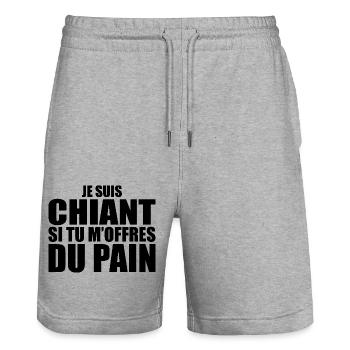 Man Who Adores: Bread. Funny Design Humor - Stanley/Stella Trainer Unisex Organic Jogging Shorts - heather grey - Front - Nik (191cm) & Marisol (170cm)