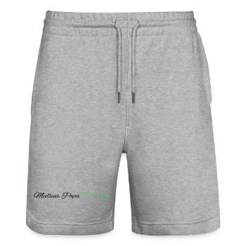 Meilleur papa guitariste - couleurs modifiables - Short de jogging bio TRAINER Stanley/Stella unisexe - gris chiné - Devant - Nik (191cm) & Marisol (170cm)