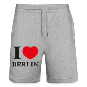 I Love Berlin - Stanley/Stella Unisex Bio Joggingshorts Trainer  - Grau meliert - Vorne - Nik (191cm) & Marisol (170cm)
