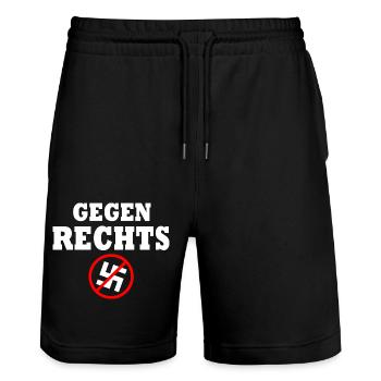 Gegen rechts - Stanley/Stella Unisex Bio Joggingshorts Trainer  - Schwarz - Vorne - Nik (191cm) & Marisol (170cm)