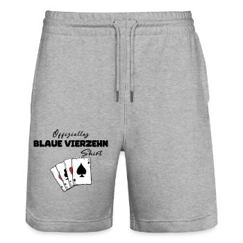 Chemise officielle Blue Fourteen - Short de jogging bio TRAINER Stanley/Stella unisexe - gris chiné - Devant - Nik (191cm) & Marisol (170cm)