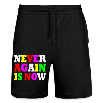 Never again is now - Short de jogging bio TRAINER Stanley/Stella unisexe - noir - Devant - Nik (191cm) & Marisol (170cm)