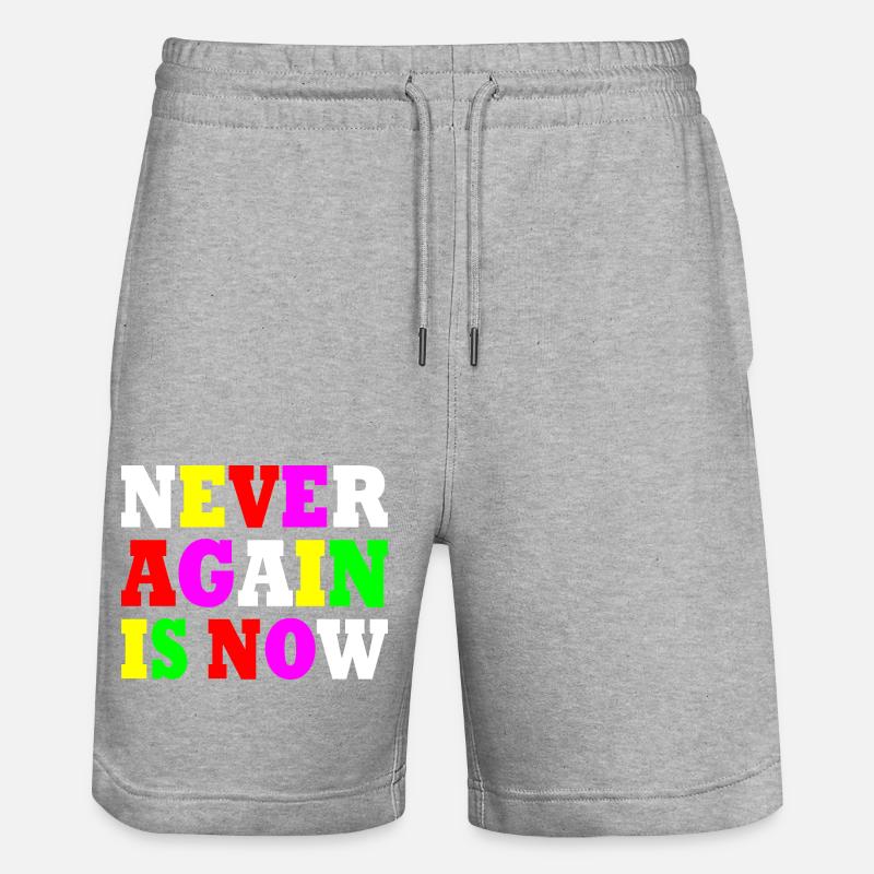 Never again is now - Stanley/Stella Trainer Unisex Organic Jogging Shorts - heather grey
