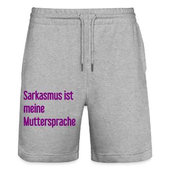 Sarcasme Pro - Short de jogging bio TRAINER Stanley/Stella unisexe - gris chiné - Devant - Nik (191cm) & Marisol (170cm)