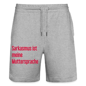 Sarcasm Pro - Stanley/Stella Trainer Unisex Organic Jogging Shorts - heather grey - Front - Nik (191cm) & Marisol (170cm)