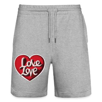 Ewige Liebe: Das Herz von LOVE - Stanley/Stella Unisex Bio Joggingshorts Trainer  - Grau meliert - Vorne - Nik (191cm) & Marisol (170cm)