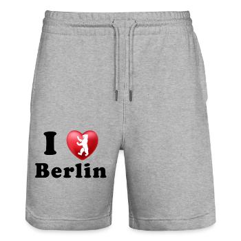 J’ADORE BERLIN - Short de jogging bio TRAINER Stanley/Stella unisexe - gris chiné - Devant - Nik (191cm) & Marisol (170cm)