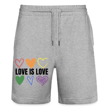 PRIDE Love is love black - Stanley/Stella Unisex Bio Joggingshorts Trainer  - Grau meliert - Vorne - Nik (191cm) & Marisol (170cm)