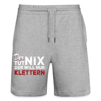 Der tut nix der will nur klettern - Spruch - Stanley/Stella Unisex Bio Joggingshorts Trainer  - Grau meliert - Vorne - Nik (191cm) & Marisol (170cm)