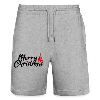 Police Joyeux Noël - Short de jogging bio TRAINER Stanley/Stella unisexe - gris chiné - Devant - Nik (191cm) & Marisol (170cm)