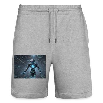 Synthese der Technologie-Zukunft - Stanley/Stella Unisex Bio Joggingshorts Trainer  - Grau meliert - Vorne - Nik (191cm) & Marisol (170cm)