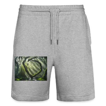 Enchanted forest - Stanley/Stella Trainer Unisex Organic Jogging Shorts - heather grey - Front - Nik (191cm) & Marisol (170cm)