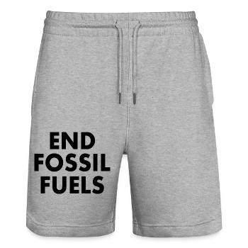 end fossil fuels - Stanley/Stella Unisex Bio Joggingshorts Trainer  - Grau meliert - Vorne - Nik (191cm) & Marisol (170cm)