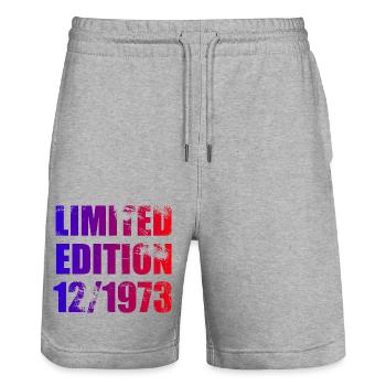 50e anniversaire édition limitée 12/1973 - Short de jogging bio TRAINER Stanley/Stella unisexe - gris chiné - Devant - Nik (191cm) & Marisol (170cm)