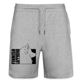 Finnish Lapphund Profil Hunde Hund Wilsigns - Stanley/Stella Unisex Bio Joggingshorts Trainer  - Grau meliert - Vorne - Nik (191cm) & Marisol (170cm)
