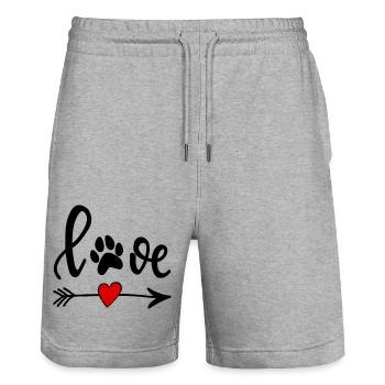 Love with Dog's Paw - Arrow with Heart - Stanley/Stella Trainer Unisex Organic Jogging Shorts - heather grey - Front - Nik (191cm) & Marisol (170cm)