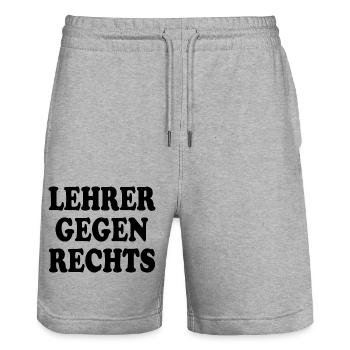 Lehrer gegen rechts - Stanley/Stella Unisex Bio Joggingshorts Trainer  - Grau meliert - Vorne - Nik (191cm) & Marisol (170cm)