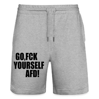 Fck afd go fuck yourself afd - Stanley/Stella Unisex Bio Joggingshorts Trainer  - Grau meliert - Vorne - Nik (191cm) & Marisol (170cm)