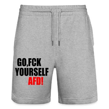 Fck afd go fuck yourself afd - Stanley/Stella Unisex Bio Joggingshorts Trainer  - Grau meliert - Vorne - Nik (191cm) & Marisol (170cm)