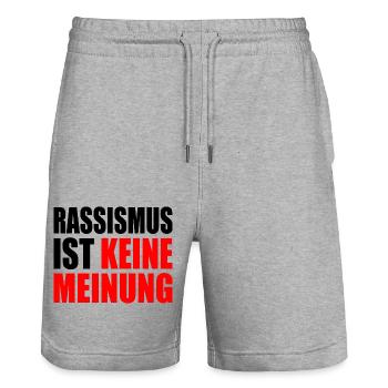 rassismus ist kein meinung - Stanley/Stella Unisex Bio Joggingshorts Trainer  - Grau meliert - Vorne - Nik (191cm) & Marisol (170cm)