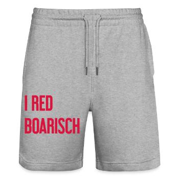 I red boarisch - Stanley/Stella Trainer Unisex Organic Jogging Shorts - heather grey - Front - Nik (191cm) & Marisol (170cm)