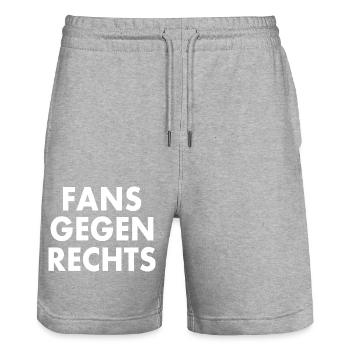 Fans gegen rechts - Stanley/Stella Unisex Bio Joggingshorts Trainer  - Grau meliert - Vorne - Nik (191cm) & Marisol (170cm)