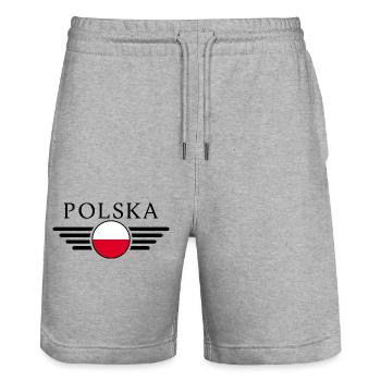 Poland Style T-Shirt - Stanley/Stella Trainer Unisex Organic Jogging Shorts - heather grey - Front - Nik (191cm) & Marisol (170cm)