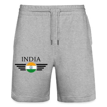 T-shirt de conception de style indien - Short de jogging bio TRAINER Stanley/Stella unisexe - gris chiné - Devant - Nik (191cm) & Marisol (170cm)