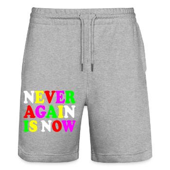 Never again is now - Stanley/Stella Unisex Bio Joggingshorts Trainer  - Grau meliert - Vorne - Nik (191cm) & Marisol (170cm)