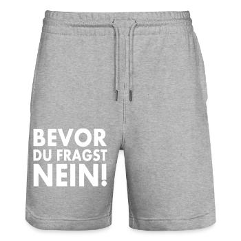 Bevor du fragst nein - Stanley/Stella Unisex Bio Joggingshorts Trainer  - Grau meliert - Vorne - Nik (191cm) & Marisol (170cm)